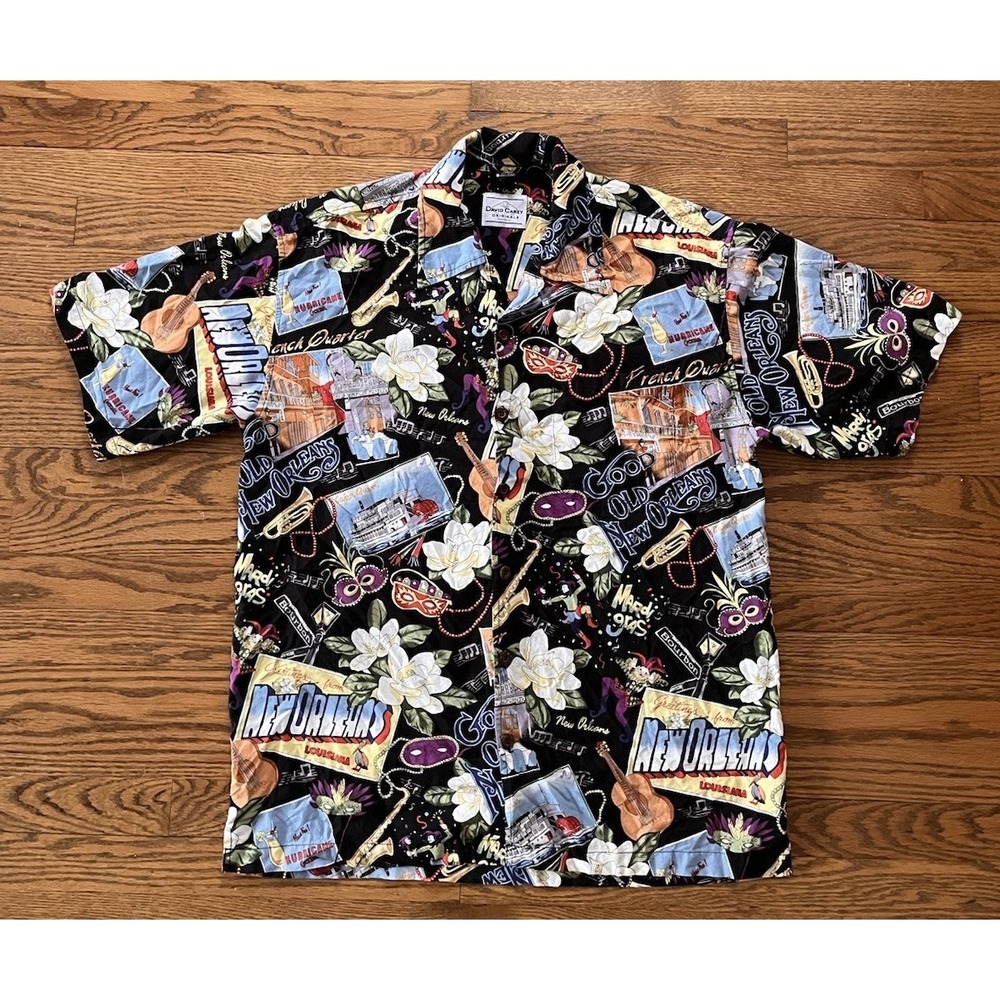 DAVID CAREY ORIGINAL‎ New Orleans SS Shirt Size Large New Orleans Bourbon Street